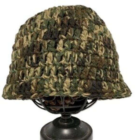 Camo Camouflage Multi Colored Hunting Beanie Hat Handmade Crocheted UNISEX Adult - Picture 1 of 10